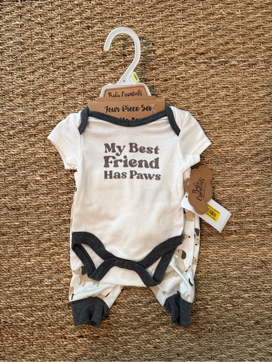 Other - White & Charcoal 'My Best Friend Has Paws' One-Piece Set 3M NWT